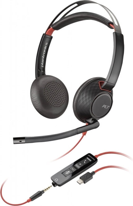 Casque Poly Blackwire 5220 USB‑C avec prise 3,5 mm et adaptateur USB‑C/A