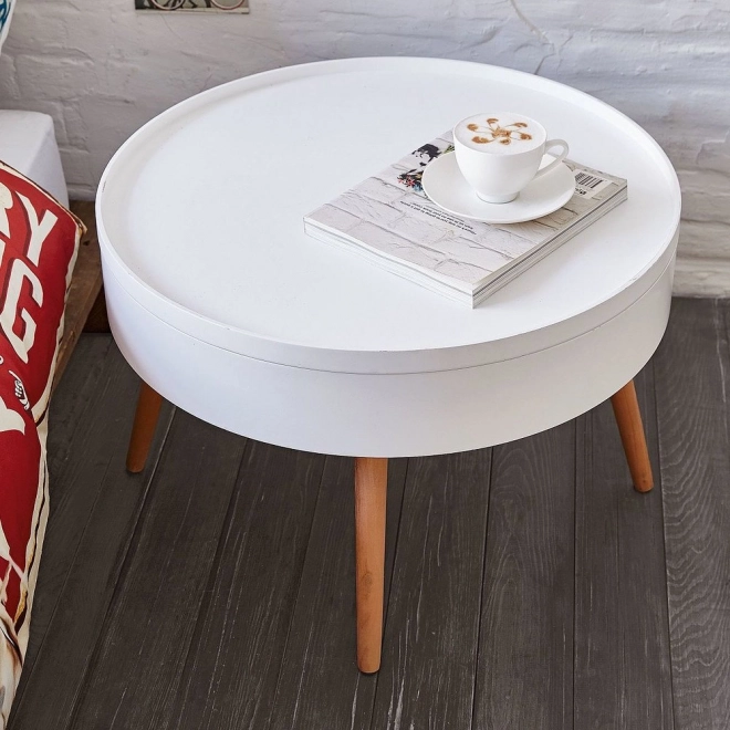 Table basse ronde avec espace de rangement 60 cm