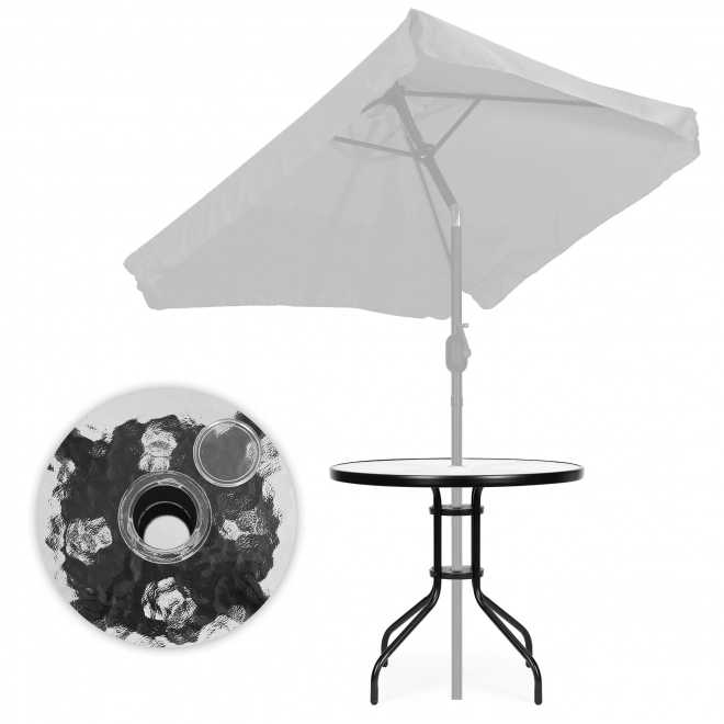 Table de jardin ronde 80 cm avec trou pour parasol
