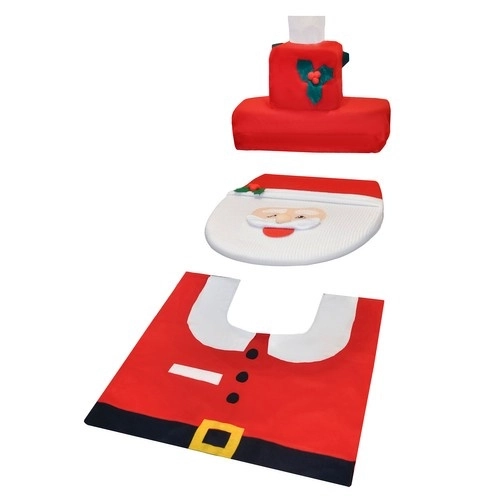 Housse de Noël pour toilettes avec tapis Ruhhy 22360
