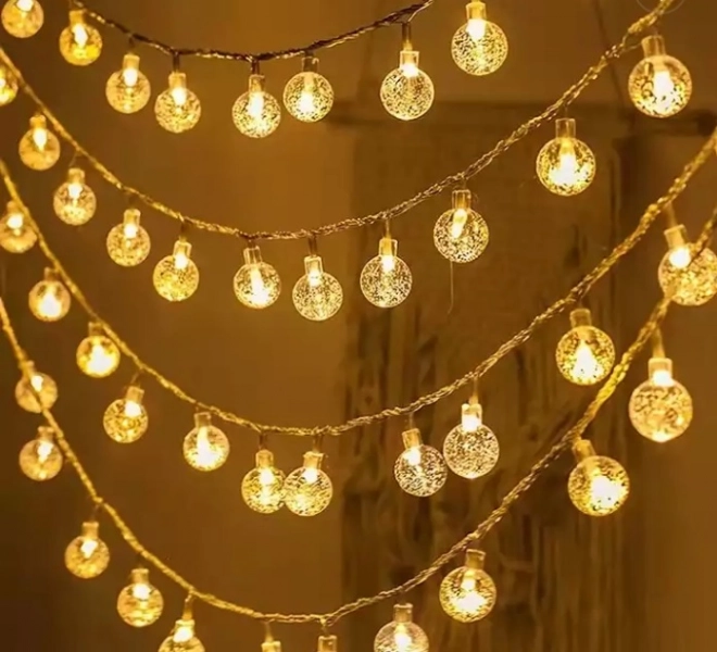 Éclairage de Noël boule 100 LED, blanc chaud, 10m