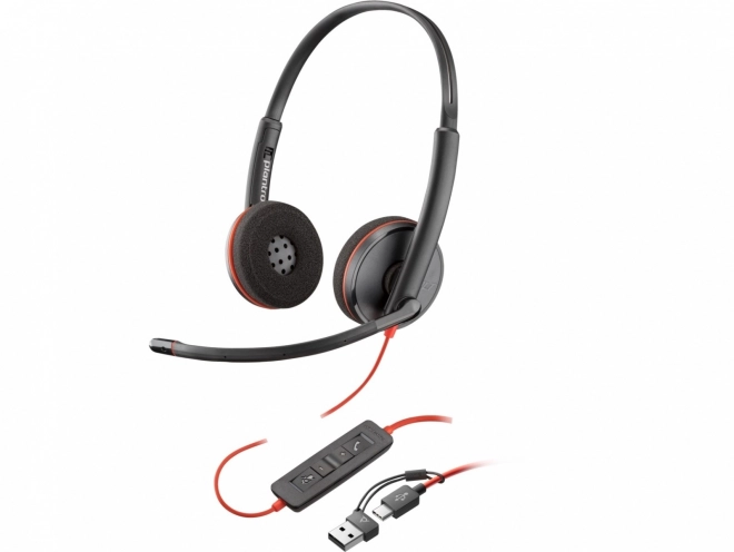 Casque stéréophonique Blackwire 3220 avec USB-C + Adaptateur USB-C/A