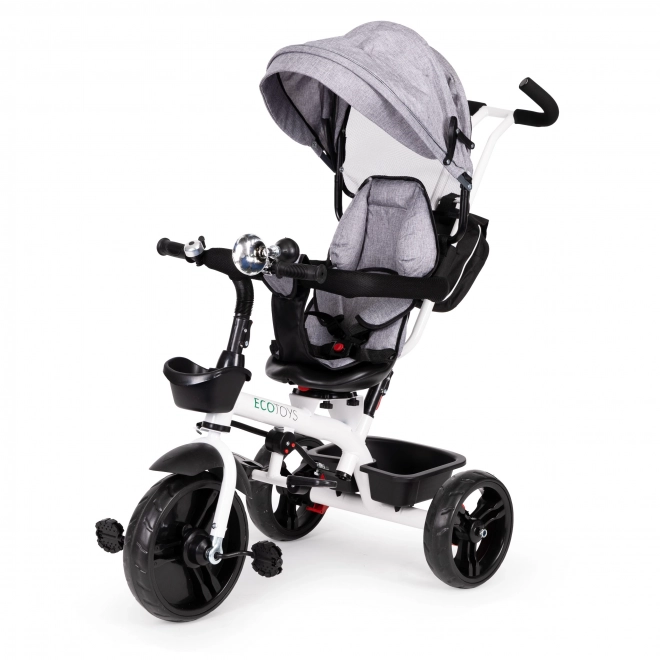 Tricyclette rotative à 360° Grise avec capuche