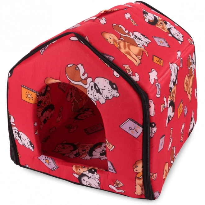 Cabane en textile avec impression de chien pour animaux de compagnie