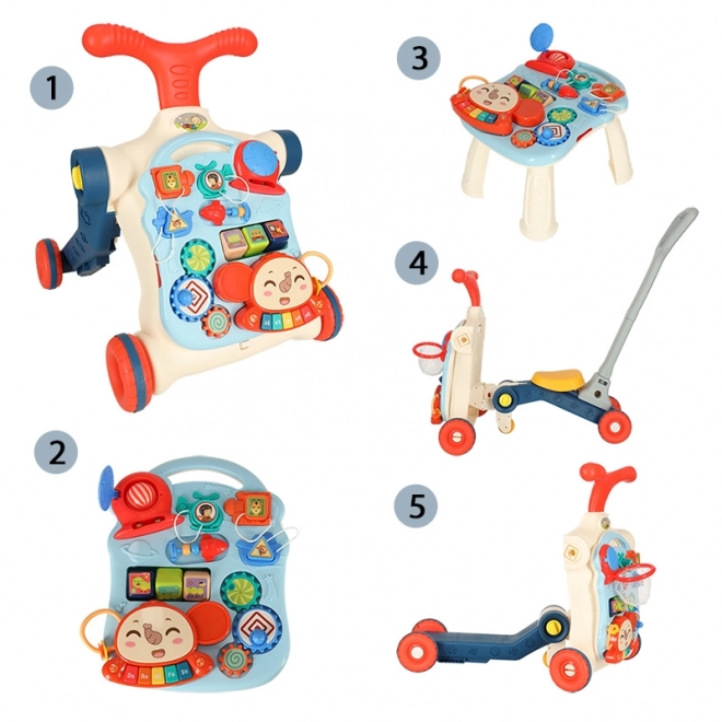 Trotteur multifonctionnel pour enfants et table interactive 5 en 1