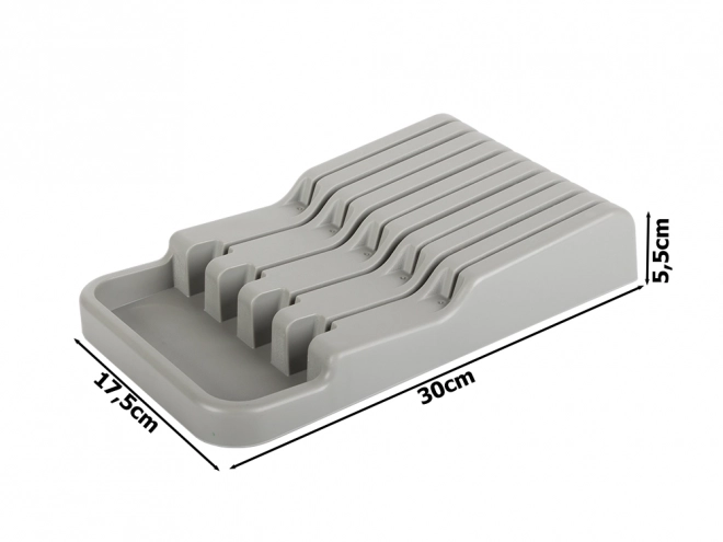 Organisateur de couteaux gris pour tiroir avec 9 compartiments