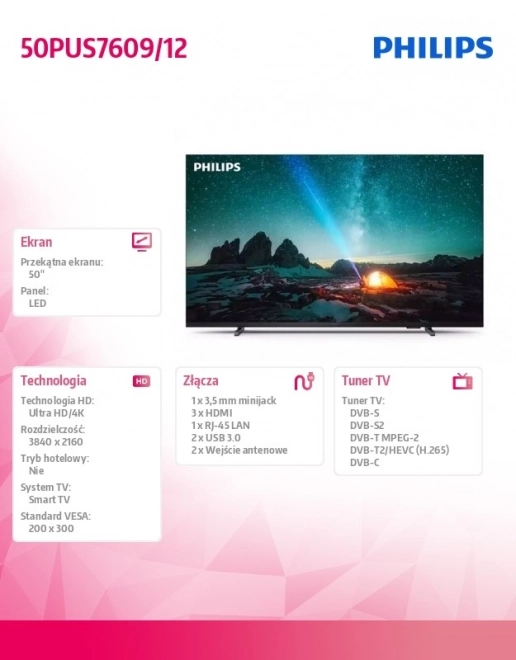 Téléviseur LED 50 pouces Philips
