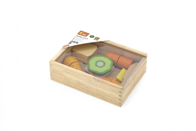 Repas en bois à découper