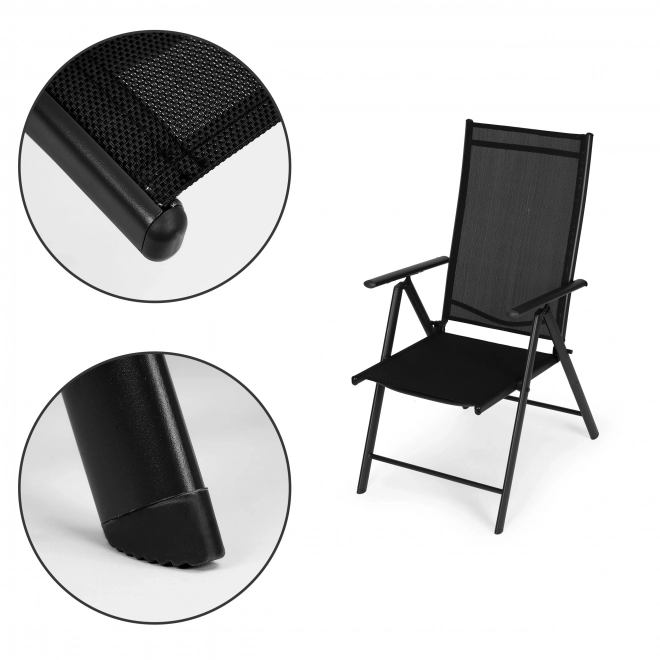 Ensemble de 2 chaises de jardin pliantes en acier avec dossier réglable ModernHome - Noir