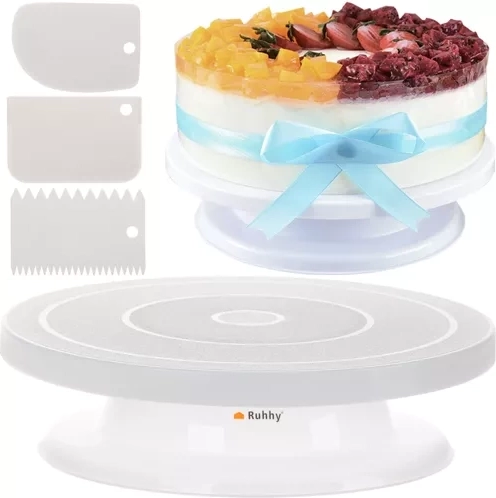 Plateau tournant à gâteau Ruhhy avec 3 spatules pour la décoration