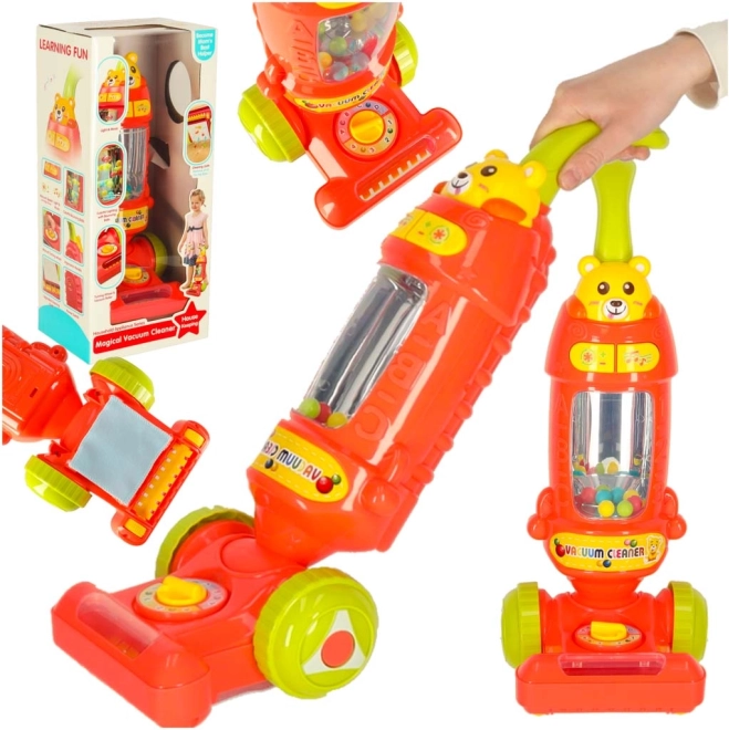 Aspirateur-balai interactif pour enfants avec sons framboise 46 cm