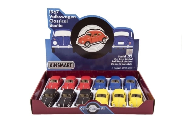 Auto Kinsmart VW Coccinelle Classique métal/plastique 13cm à rétrofriction 4 couleurs 12 pcs en boîte