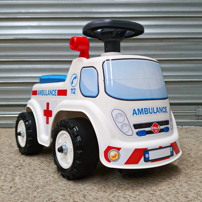 FALK Porteur Ambulance avec siège ouvrant et klaxon sur le volant