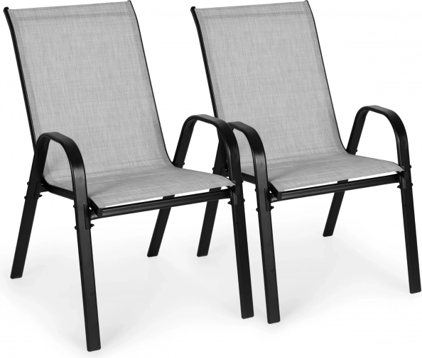 Lot de 2 chaises de jardin pour terrasse et balcon, gris clair MULTIGARDEN