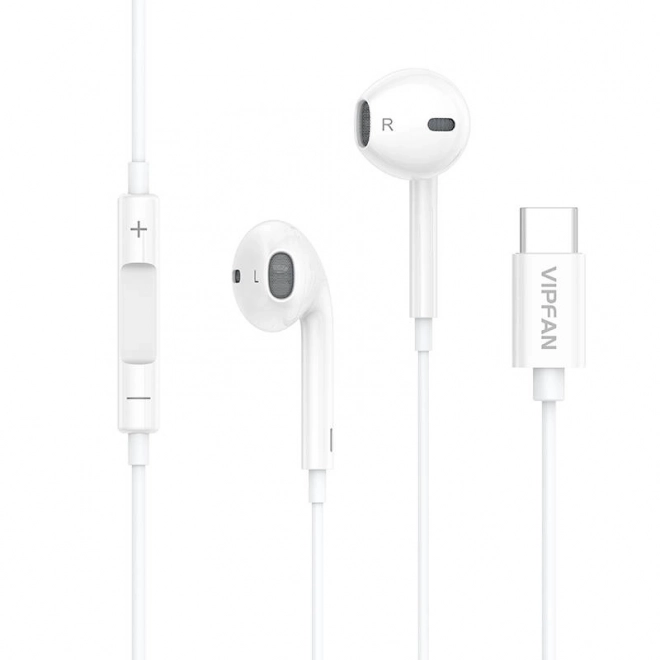 Écouteurs filaires Vipfan M14 USB-C blanc