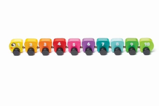 CUBIKA 15399 Chenille colorée avec chiffres - jouet en bois avec aimants 10 pièces
