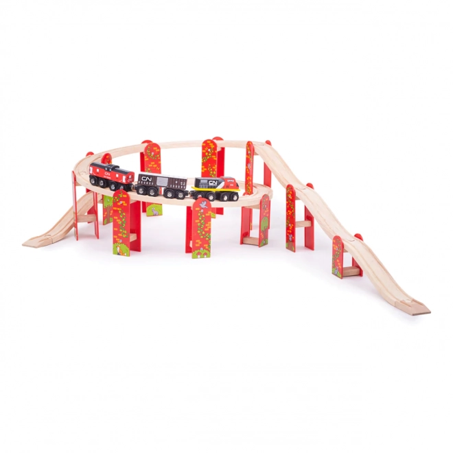 Bigjigs Rail ensemble de rails en bois à niveaux multiples