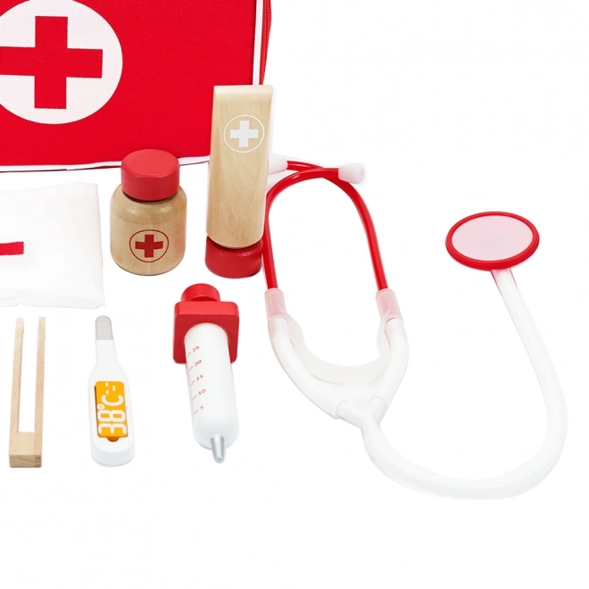 Set docteur/médecin 19 pièces bois/plastique en emballage papier 21x16x8cm