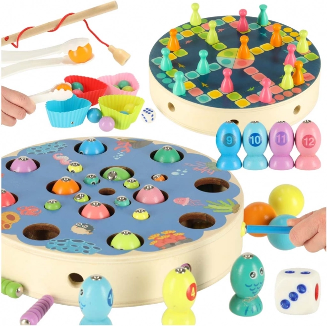 Jeu Montessori pêche de poissons et chenilles – kit familial de compétences
