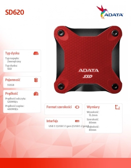 Disque SSD externe ADATA SD620 512GB