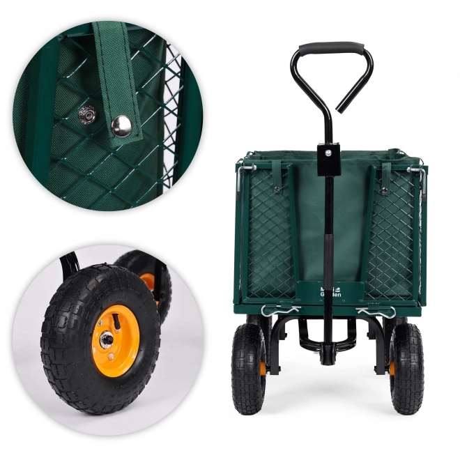 Chariot de transport de jardin MultiGarden avec côtés ouvrants et grandes roues gonflables
