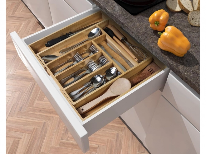 Insert pour tiroir Organisateur de couverts de cuisine en bambou 8 compartiments xl