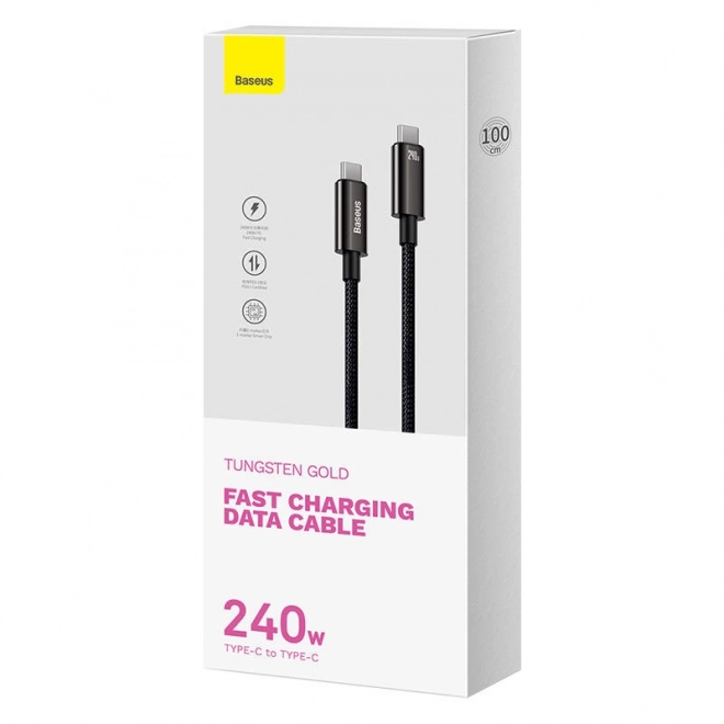 Câble USB-C vers USB-C Baseus Tungsten Gold 240W 1 m (noir)