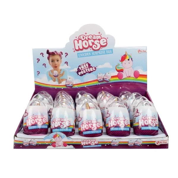 Œuf surprise licorne en plastique 3 couleurs 6x10cm
