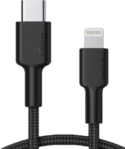 Câble Lightning vers USB‑C 1,2 m tressé en nylon noir