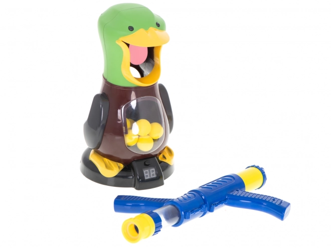 Tir au pistolet sur cible en forme de canard avec balles