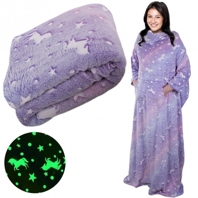 Deka avec manches polaire chaude robe de chambre néon – fialová