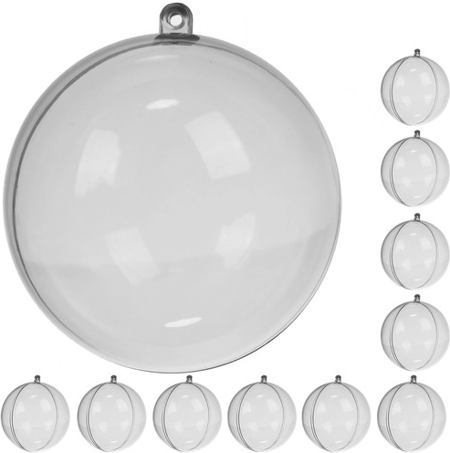 Boules acryliques transparentes pour décoration de Noël 10 cm, lot de 10 pièces