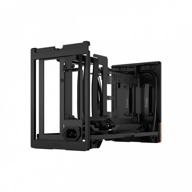 Boîtier d'ordinateur noir élégant avec base en bois