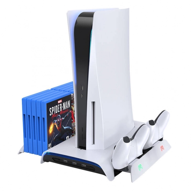 Station de refroidissement PS5 et chargeur pour deux manettes Kiwi Home PB01 Blanc