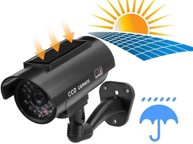 Fausse caméra murale extérieure avec LED et alimentation solaire
