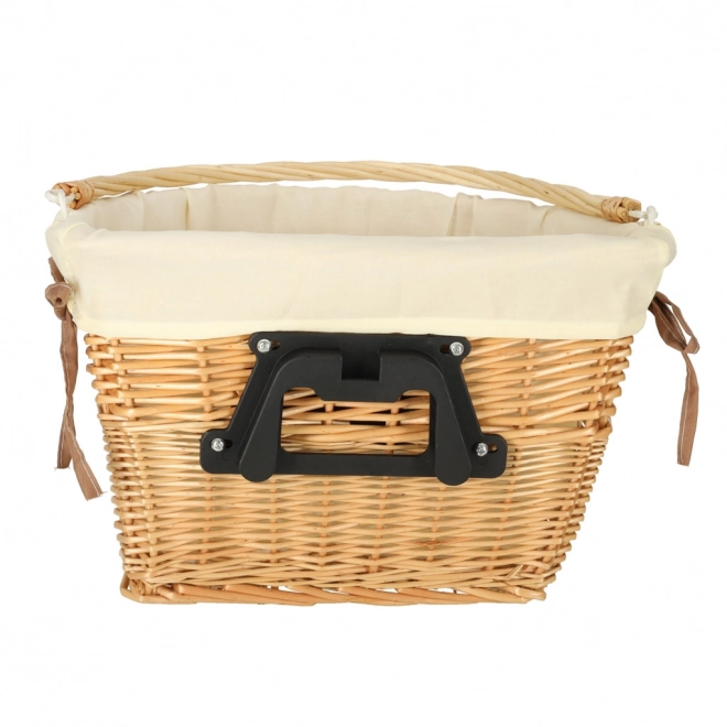 Panier en osier pour vélo avec doublure en tissu blanc