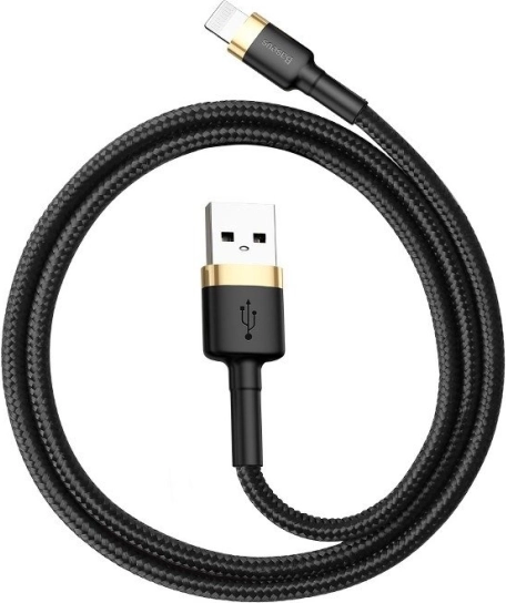 Baseus Cafule câble USB–Lightning 1 m, 2,4 A, tressé noir–doré