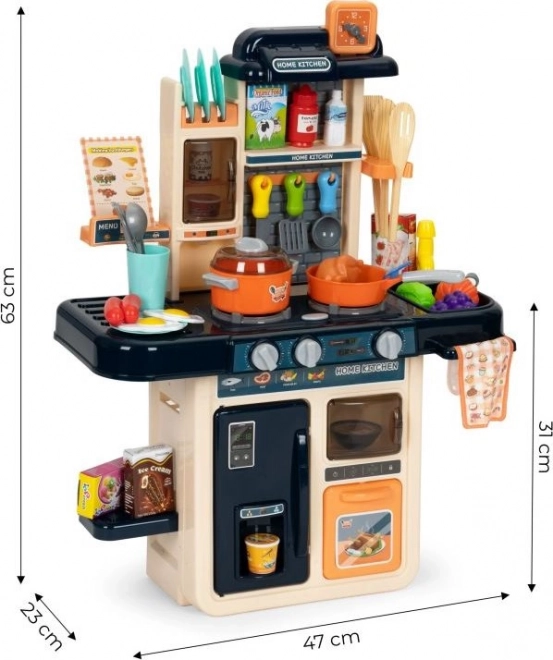 Cuisine Enfant Avec Générateur De Vapeur LED 42 Accessoires Bleu Marin