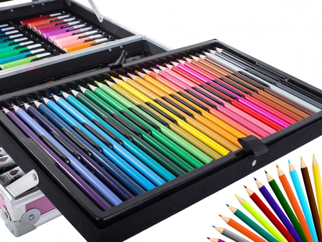 Ensemble artistique créatif rose 145 pcs dans une valise