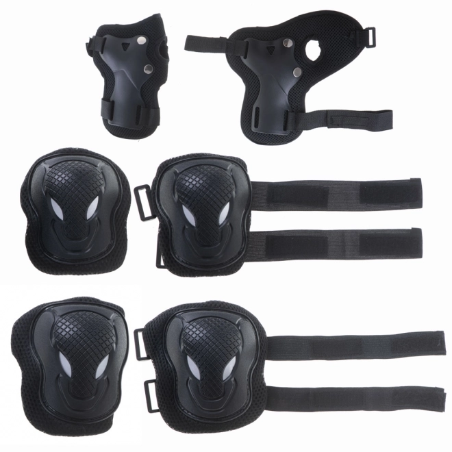 ensemble noir de protections genoux, coudes et poignets