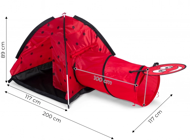 Tente coccinelle avec tunnel