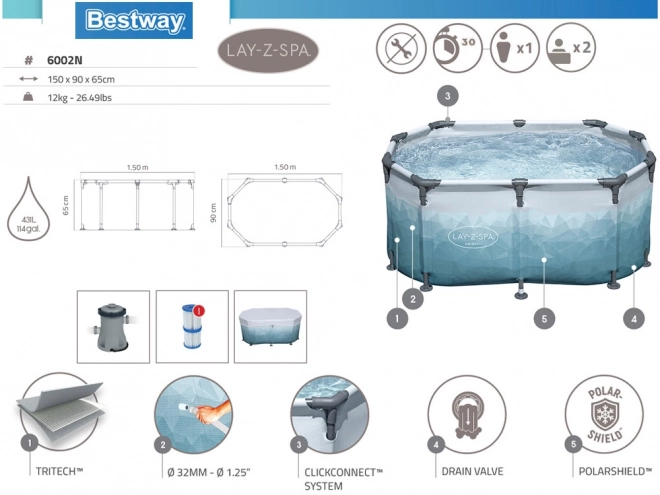 Bestway Bain de Glace avec Filtration 150x90 cm