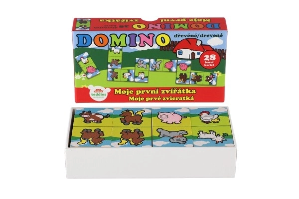 Domino Mes premiers animaux bois jeu de société 28pcs en boîte 17x9x3,5cm MPZ