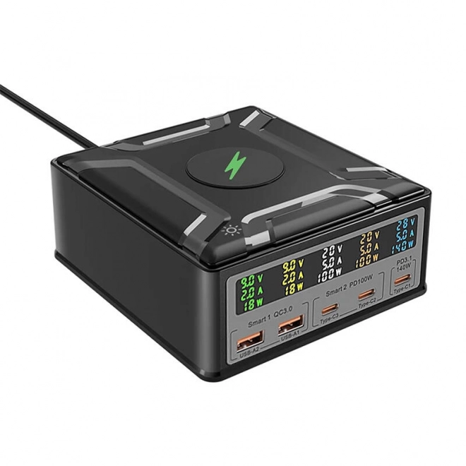 Blitzwolf BW-S28 260W, 2xUSB-A, 3xUSB-C, chargeur sans fil 15W (noir)