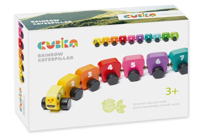 CUBIKA 15399 Chenille colorée avec chiffres - jouet en bois avec aimants 10 pièces