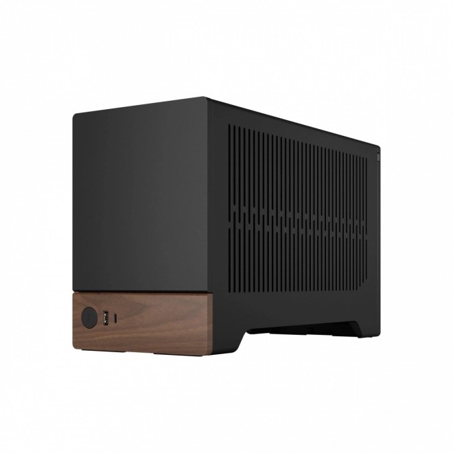 Boîtier d'ordinateur noir élégant avec base en bois