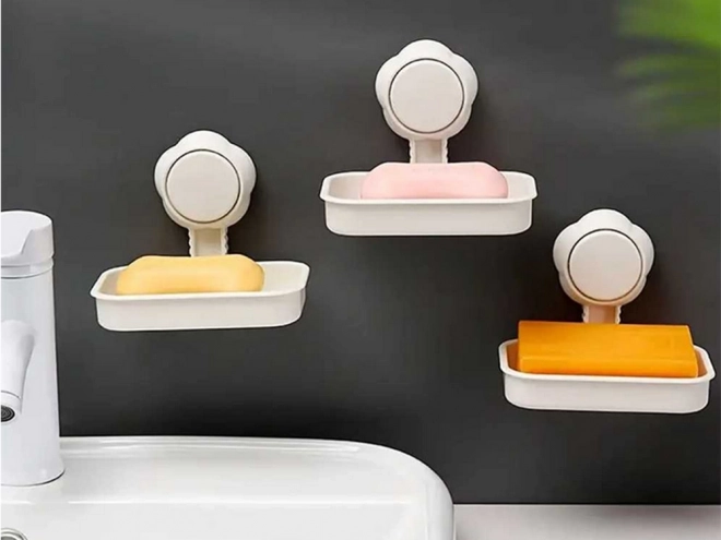 Porte-savon mural avec ventouse pour salle de bain