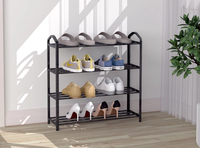 Étagère à chaussures métallique avec quatre étagères