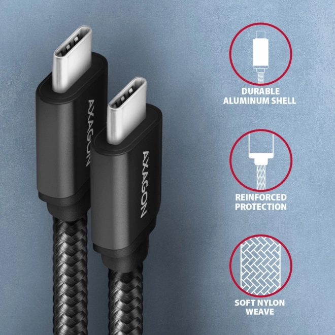 Câble USB-C à USB-C 3m, Power Delivery 60W, flexible tressé