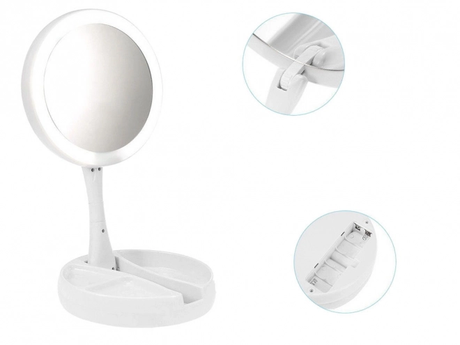 Miroir grossissant pivotant illuminé à LED